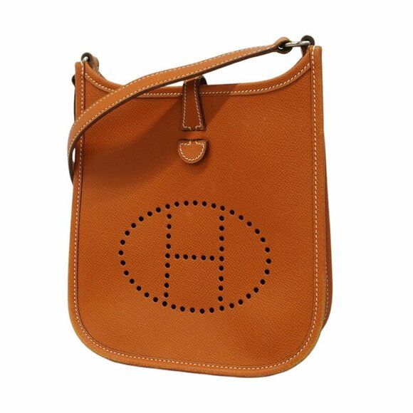 HERMES Shoulder Bag Evelyn TPM Epsom Cognac Engraved Brown - Picture 1 of 13